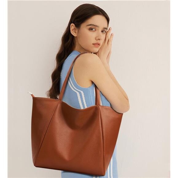 Large Tote Bag Brown-m - Picture 2 of 7